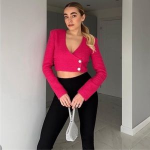 Zara pink Structure cropped blazer